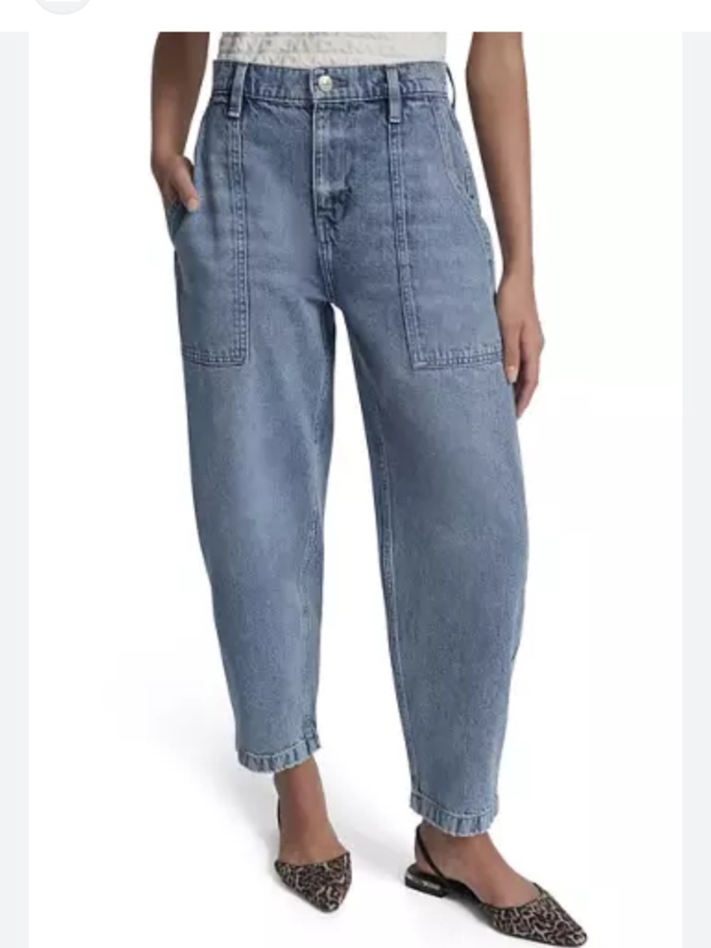 Zara high rise utility barrel blue woman’s jeans size 2